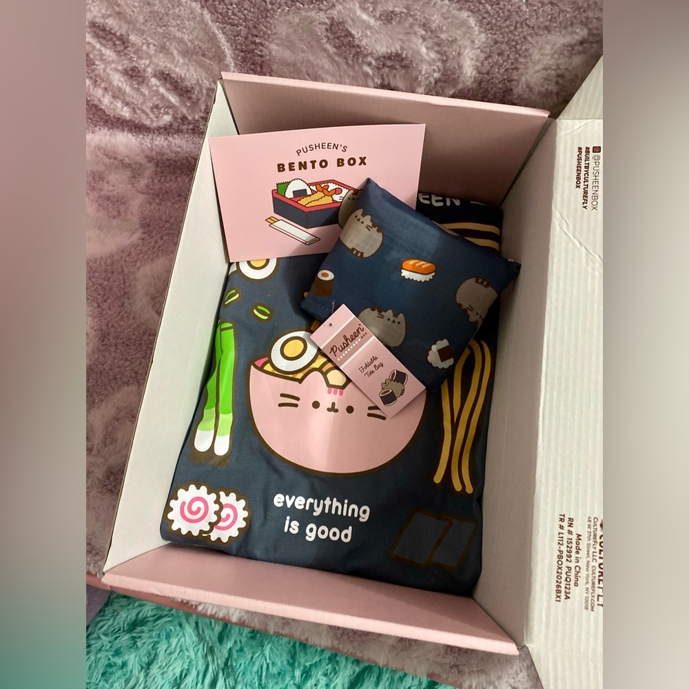 Pusheen Box Bento Box Ramen/Sushi xs long sleeve shirt & tote bag - Picture 3 of 11